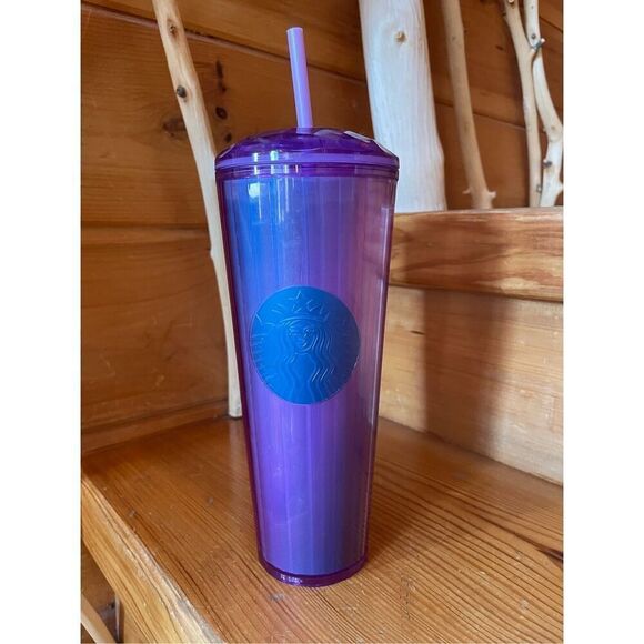 Starbucks Purple Foil Kaleidoscope Dome Cold Cup Tumbler 24 oz - Picture 1 of 5